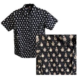 RUGBY CHRISTMAS SHIRT Men's Size S Gnome Navy White Red Holiday Short Sleeve